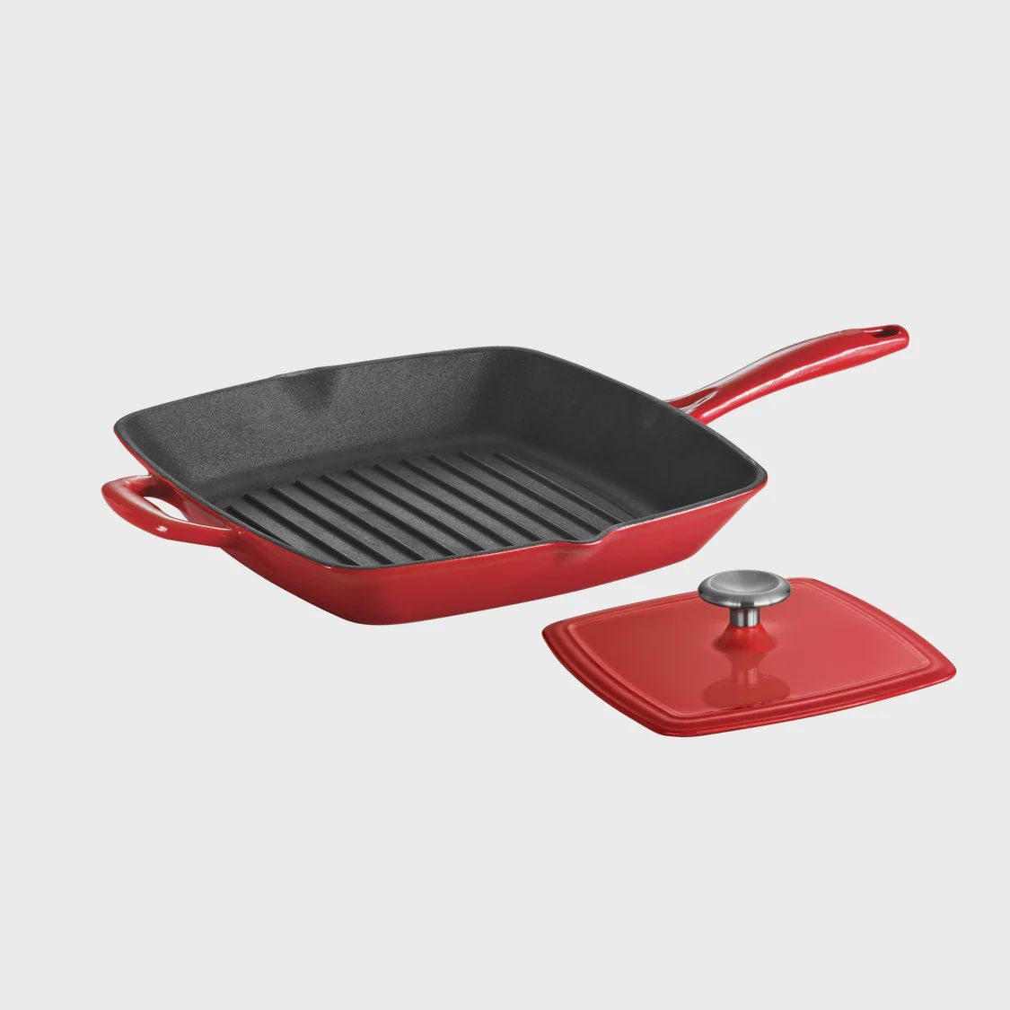 80131/059DS - 11 in Grill Pan with Press, RED