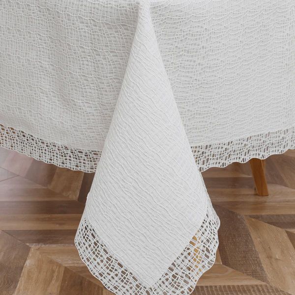 TC1732L-70160 - Tablecloth White Lace Lattice Lined 70&quot; x 160&quot;