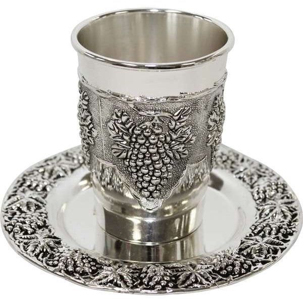 KC-CK22338N - Nickel Plated Kiddush Cup With Plate 3 1/2&quot; H