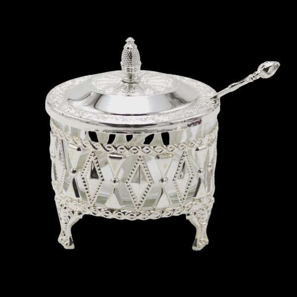 MG42314D-GD - Decorative Dish Silver Plated/Glass on Legs, 4&quot;W x 3.5&quot;H