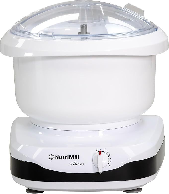 NMA6001 - NutriMill Artiste Kitchen Electric Stand Mixer 500 Watt 6.5 Quart Bowl with Dough Hook &amp; Wire Whips (Black Trim)