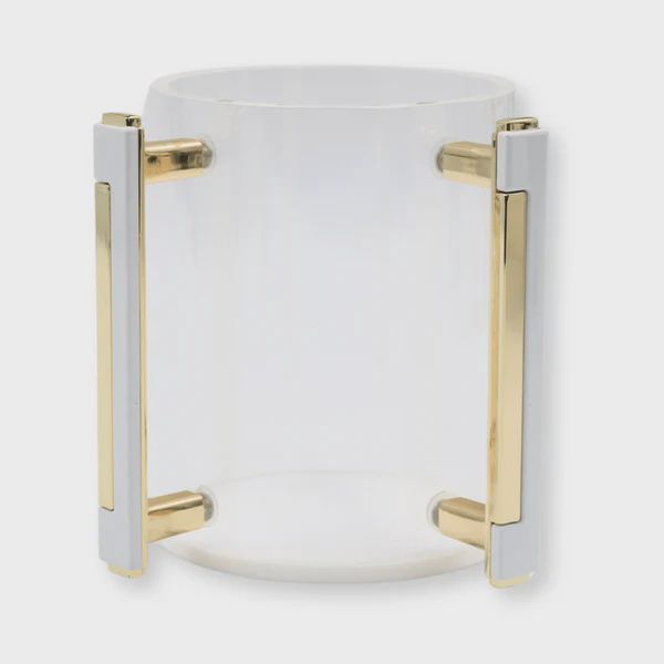 WC917 - Acrylic Wash Cup Gold/White handle With White Base