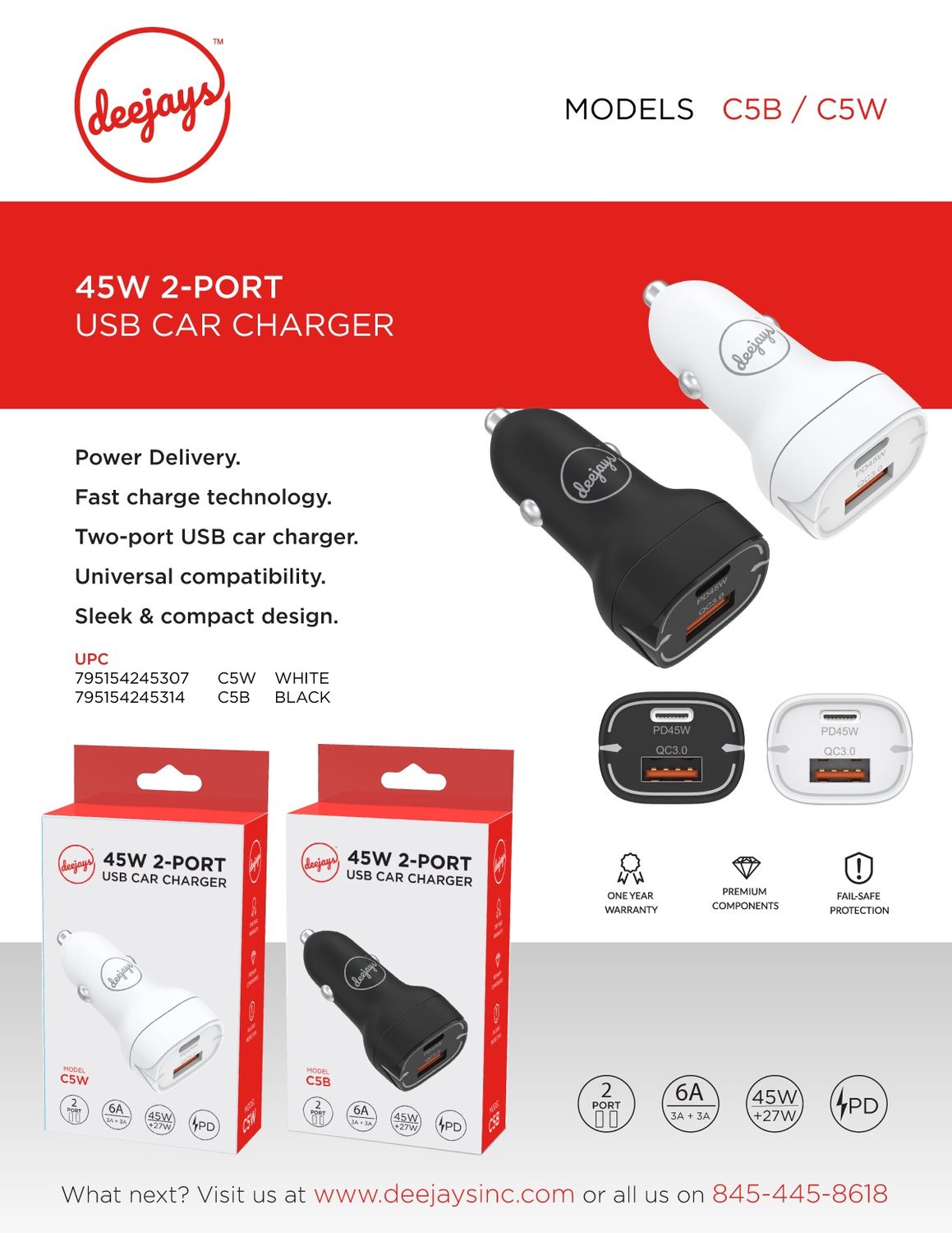 C5B -  45W car adapter Black