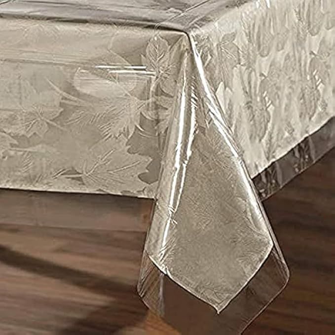 PVC Tablecloth - 70 x 120 Inch - Oil Proof Spill Proof Vinyl Table Cloth, Crystal Clear