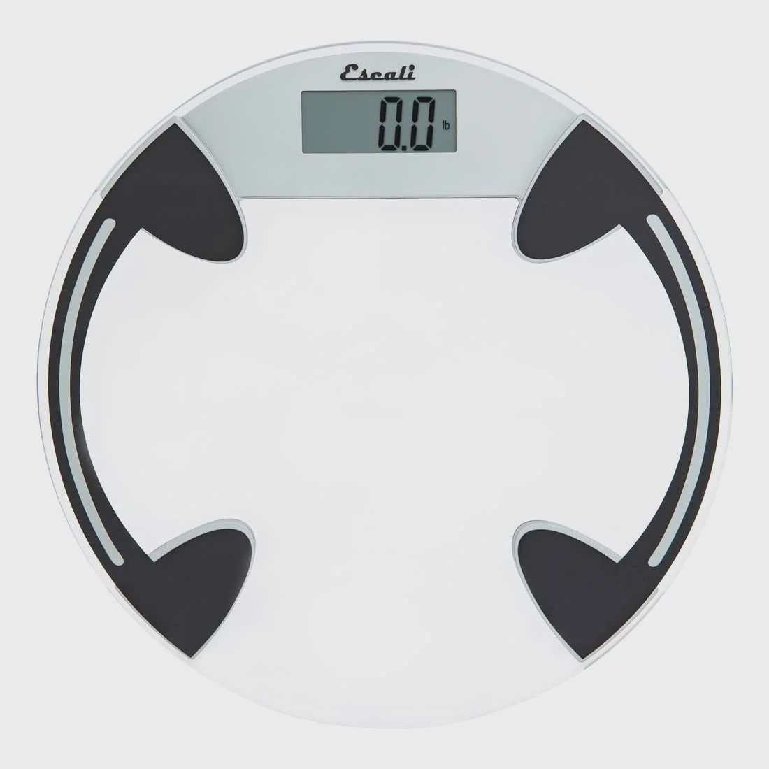 B180RC-bathroom scale, glass round platform, 400lb/180 kg, clear