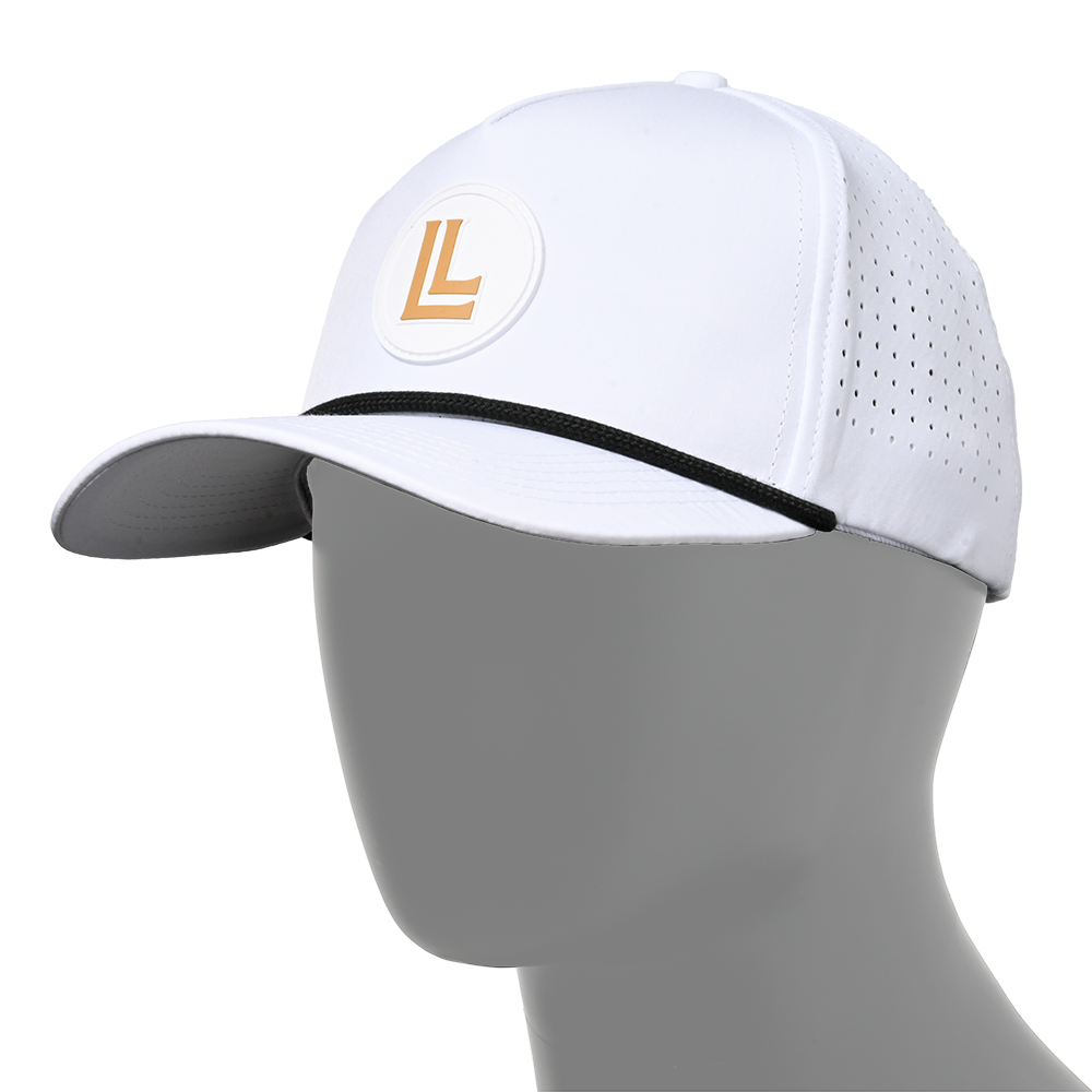 White 5-Panel Golf Rope Hat Snap Back