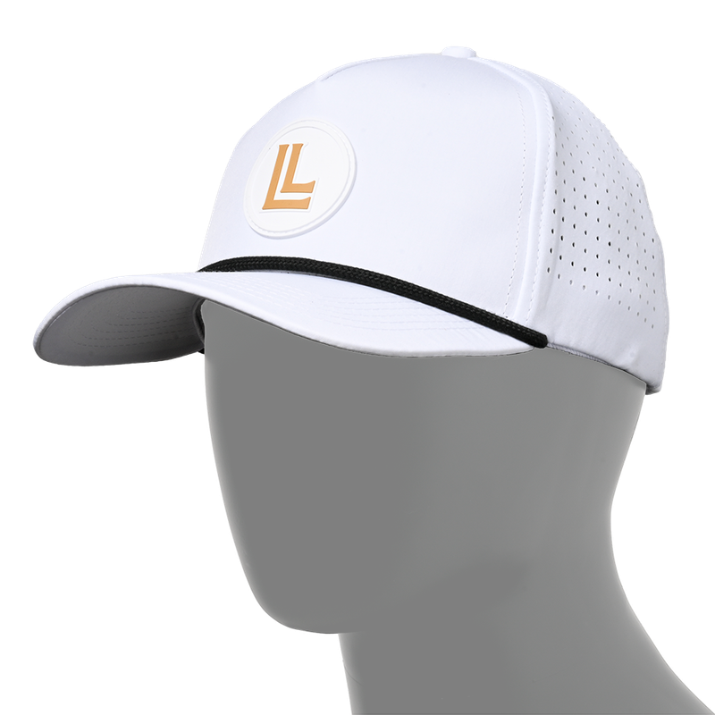 White 5-Panel Golf Rope Hat Snap Back