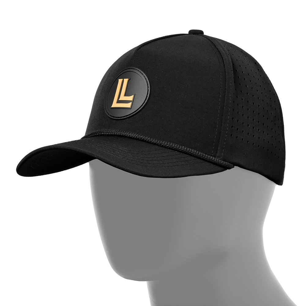 Black 5-Panel Golf Rope Hat Snap Back