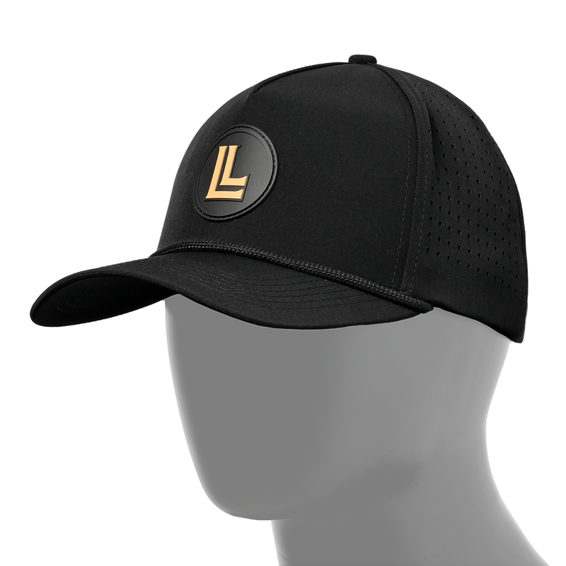 Black 5-Panel Golf Rope Hat Snap Back