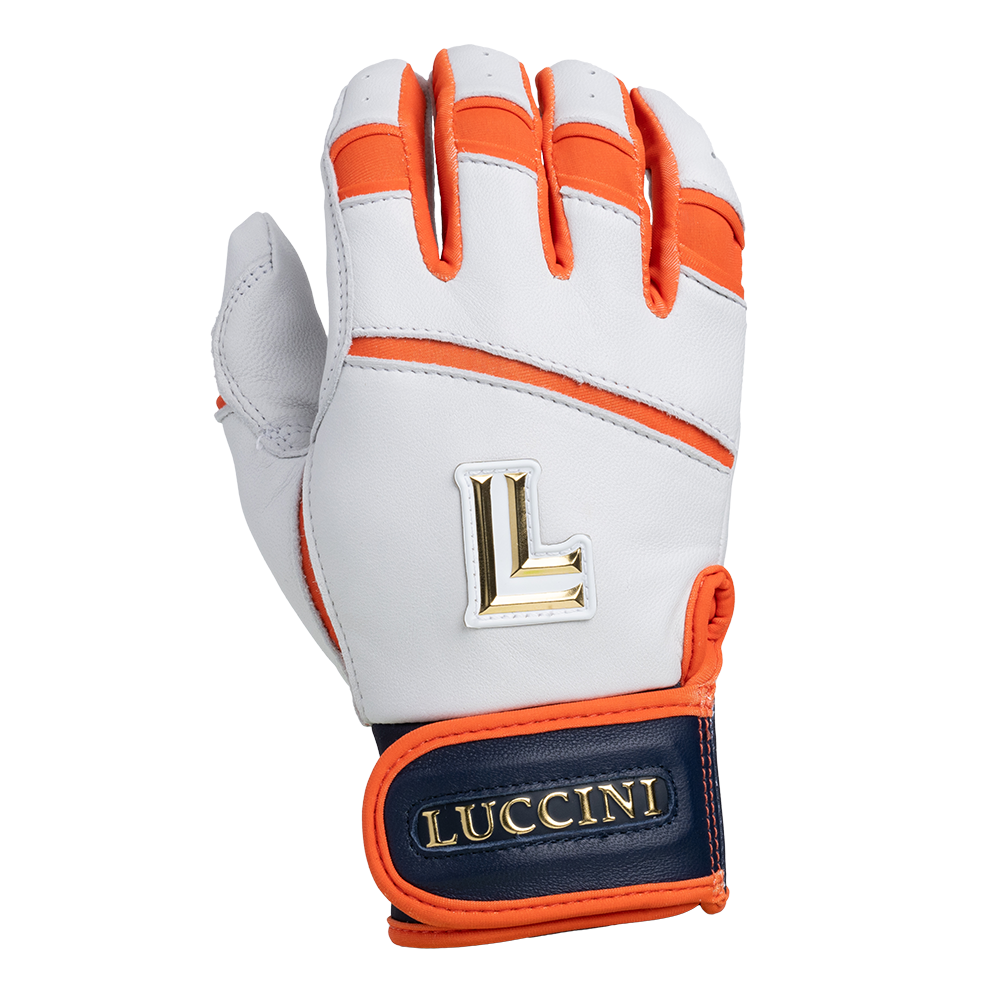 Batting Gloves - White/Orange-Navy/White Palm