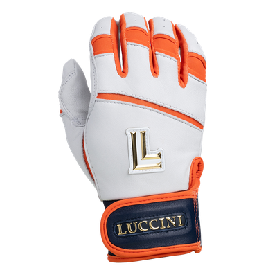 Batting Gloves - White/Orange-Navy/White Palm