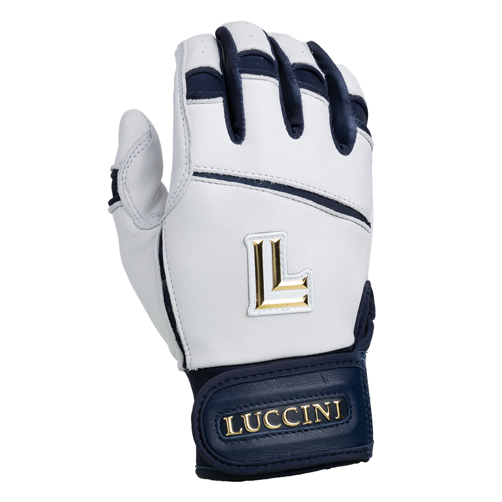 Batting Gloves - White/Navy/White Palm