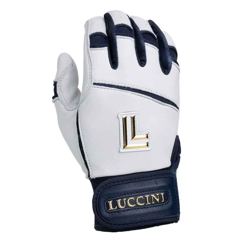 Batting Gloves - White/Navy/White Palm