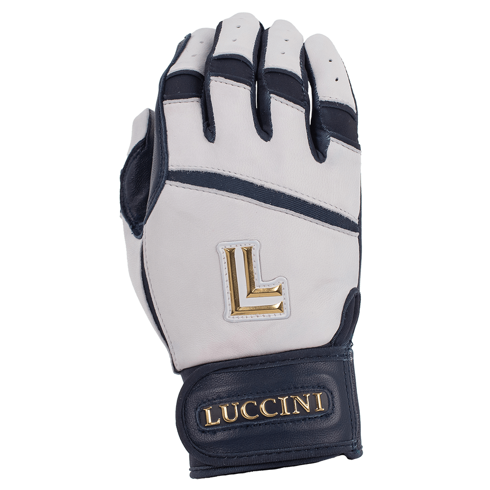 Batting Gloves - White/Navy/Navy Palm