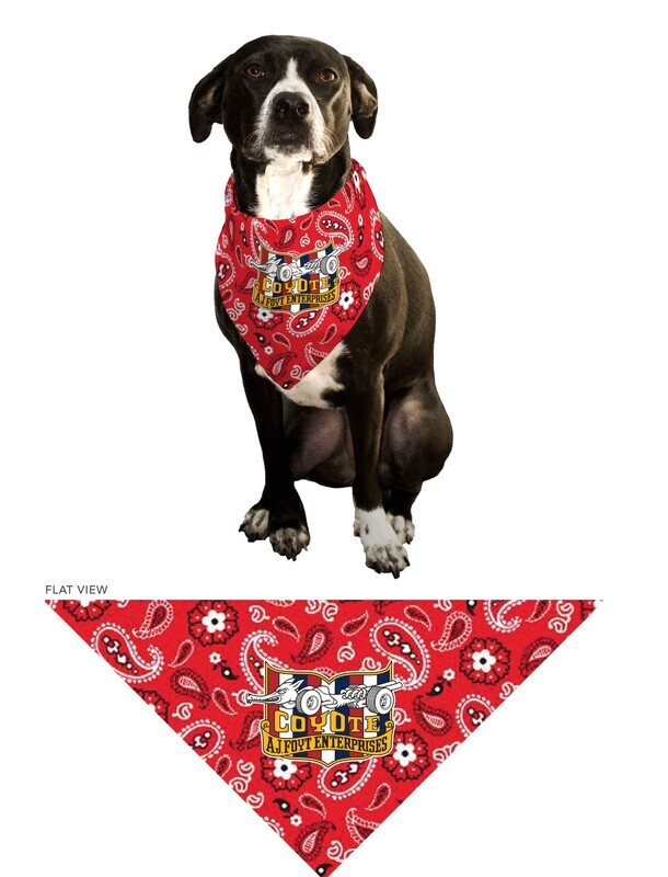 AJ Foyt Racing Coyote Logo Paisley Red Dog Bandana MEDIUM