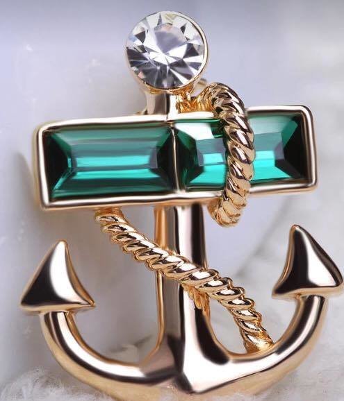 Brand Brooch Gold Anchor Crystal Brooches For Women Fine Jewelry Unisex Man Lapel Pin Fashion