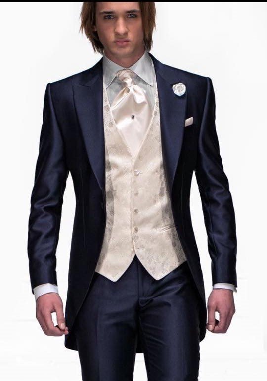 Mens Formal Wear Navy Blue Tuxedos For Men Groomsen Suit 2017 one Button Slim Fit Groom Tuxedo Modern Wedding Clothing .