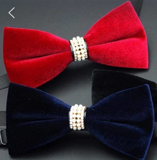 Men's party mood bow tie,rhinestone plated in blue and red colour