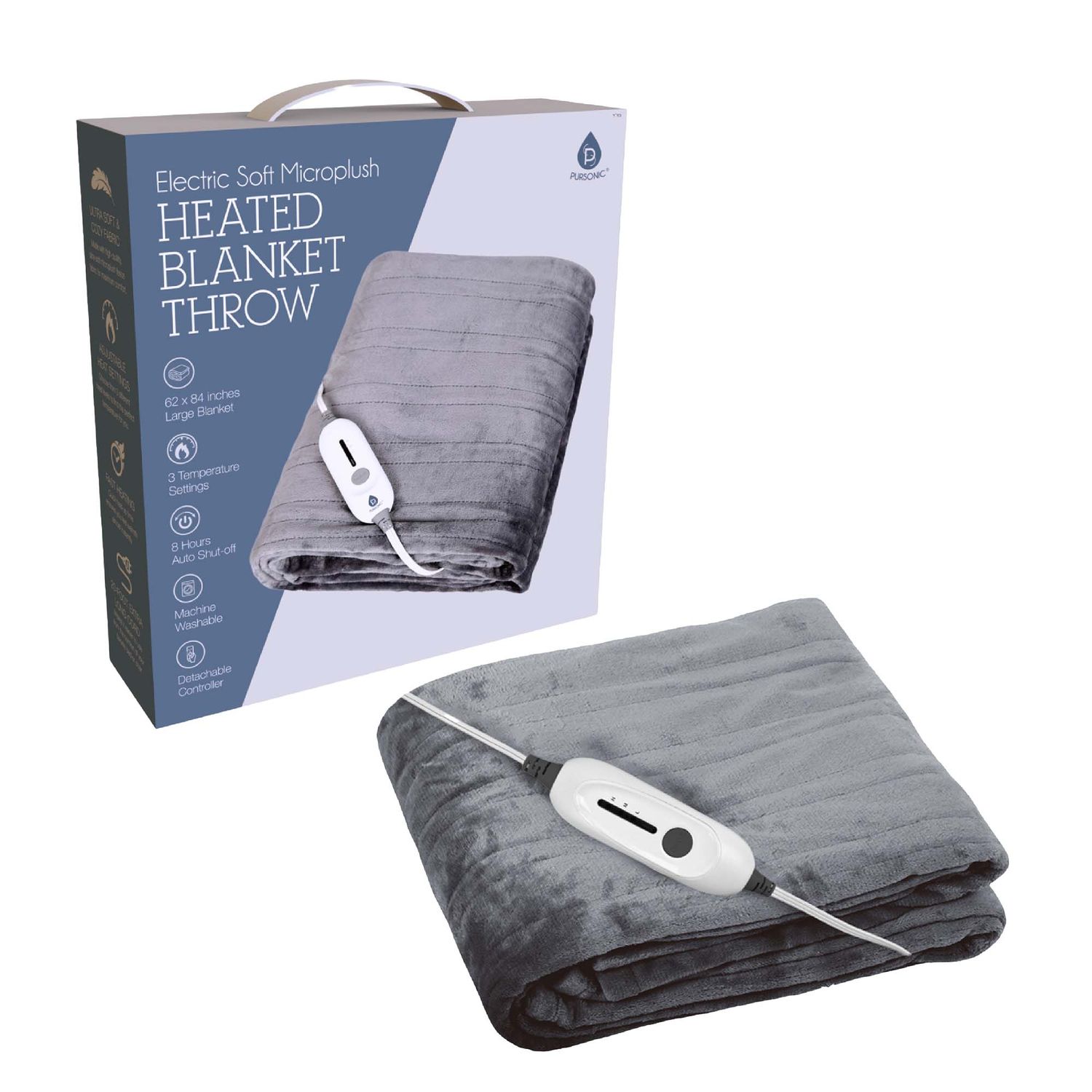 Electric Soft Microplush Heated Blanket – 3 Heat Levels