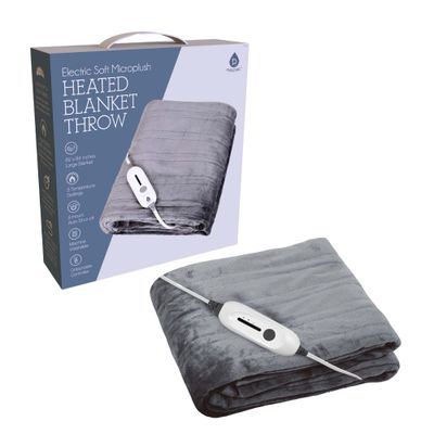 Electric Soft Microplush Heated Blanket – 3 Heat Levels