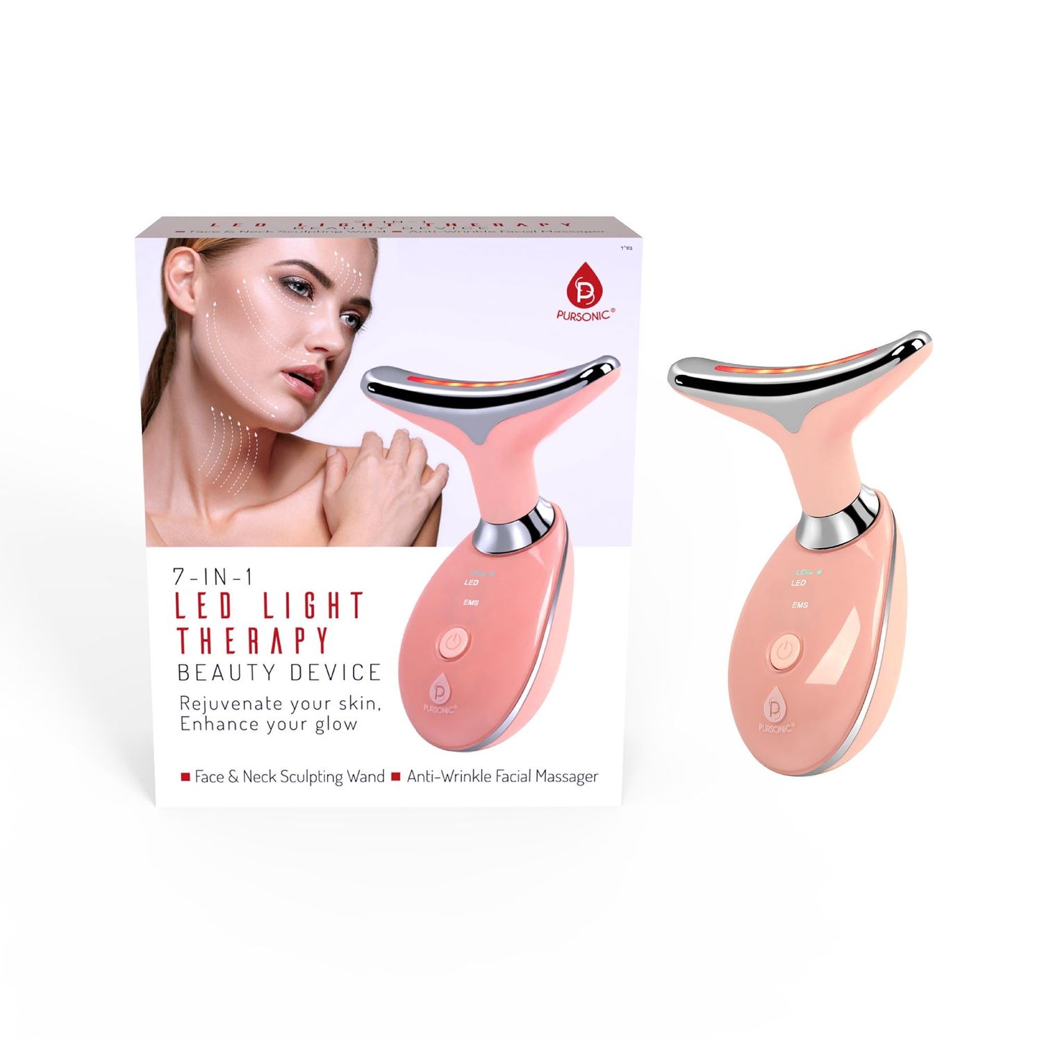 Pursonic 7-in-1 LED Face &amp; Neck Therapy Wand