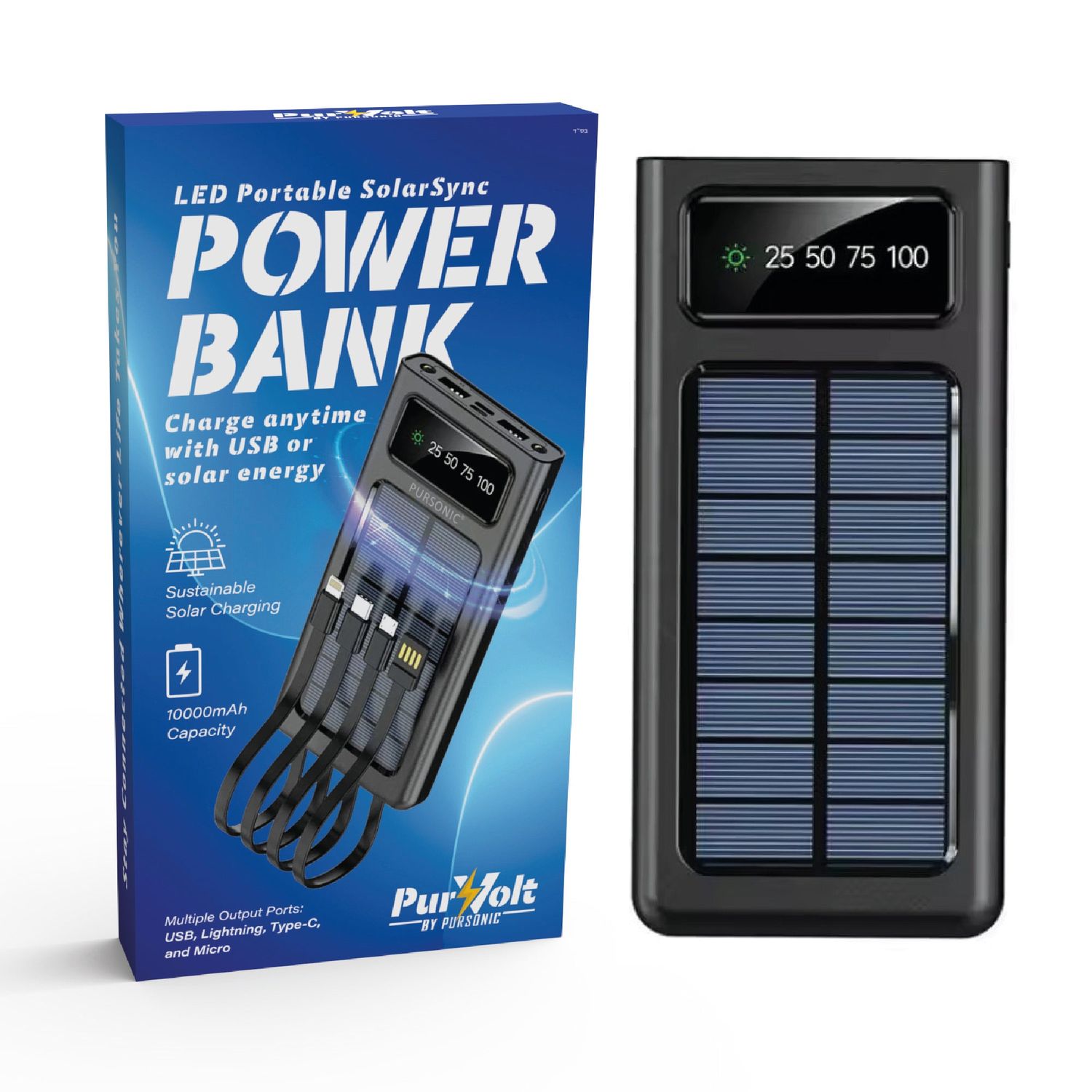 LED Portable SolarSync Power Bank – Power Anywhere