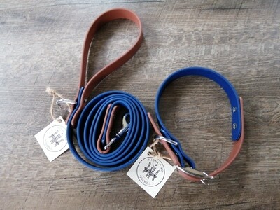 Small Dog Vegan Leather 2 Tone Leash & Collar Combo