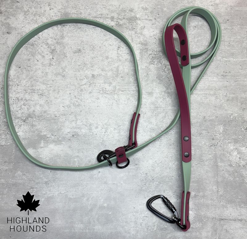 3/4 3/4"Vegan Leather Crossbody - Handsfree Leash Two Tone with built-in Traffic lead and Carabiner Clip