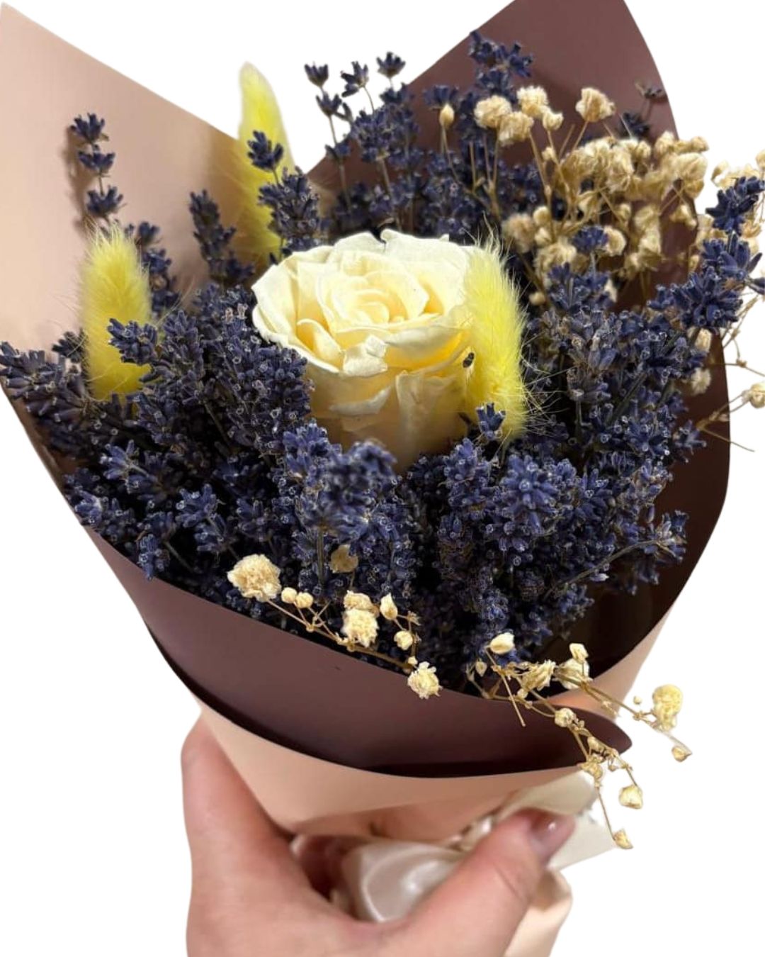 Buchet lavanda cu trandafir criogenat