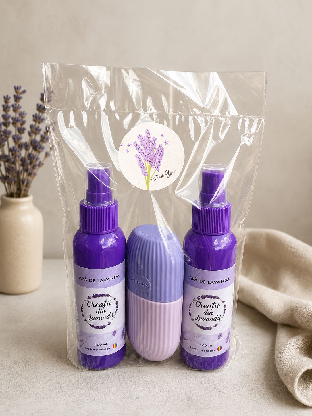 Pachet hidrolat de lavanda cu Roll-on răcoritor reutilizabil | Creații din Lavandă