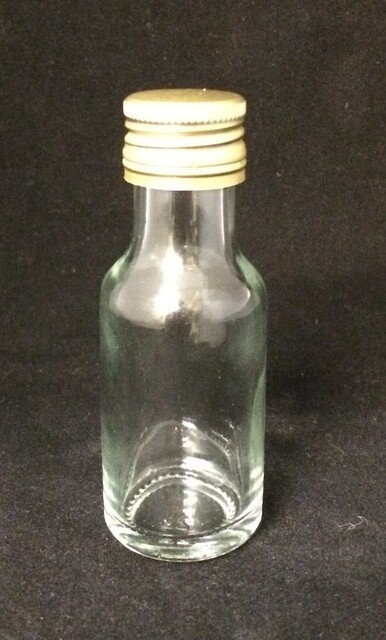 25 ml Mini Glass Bottle with Gold metal Tamper Cap (180 Pcs)