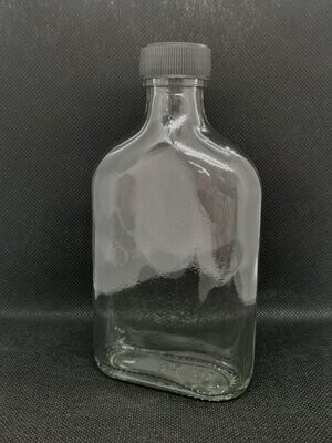 170ml Hip Flask Clear Glass Bottle with Black Stout Cap