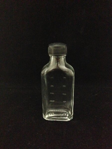 35 ml Mini Hip Flask Glass Bottle with Black Screw Cap (280 Pcs)