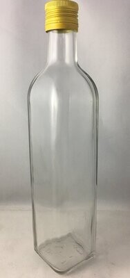 500mL Glass Bottle Quad Clear with FREE 31.5mm Metal Tamper Cap and Pourer