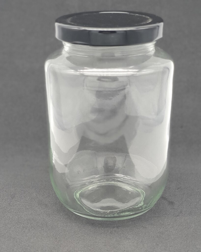 480ml or 16oz Glass Jar with Black 63mm Metal Twist Cap