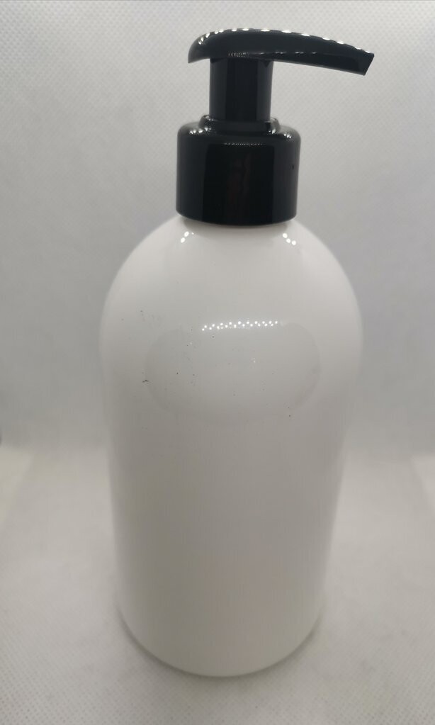 500mL WHITE PET (Plastic) (non ribbed) 28/410 BLACK Lotion Pump 2mL Dispensing - Single Buy