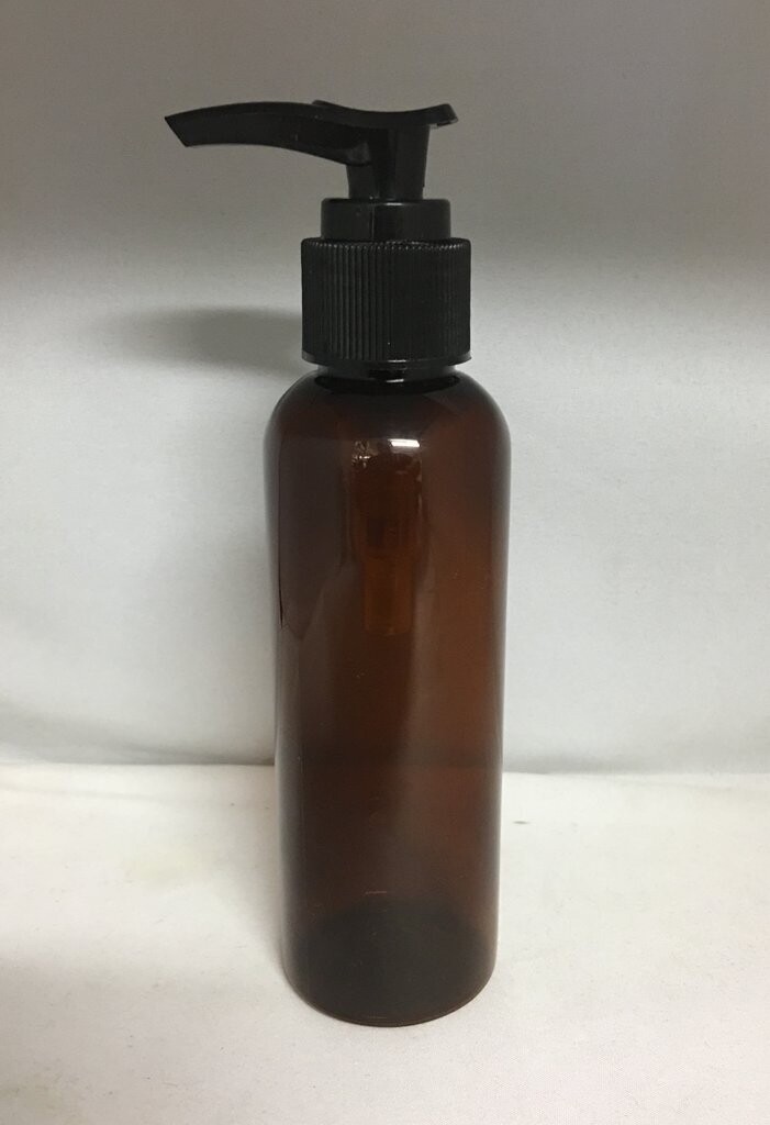 125 mL Amber PET (Plastic) Bottle with 24/410 Black Lotion Pump -