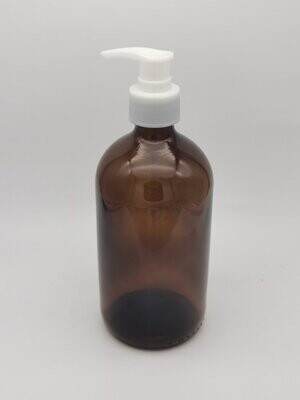 450mL Amber Glass with White (Ribbed) Lotion Pump