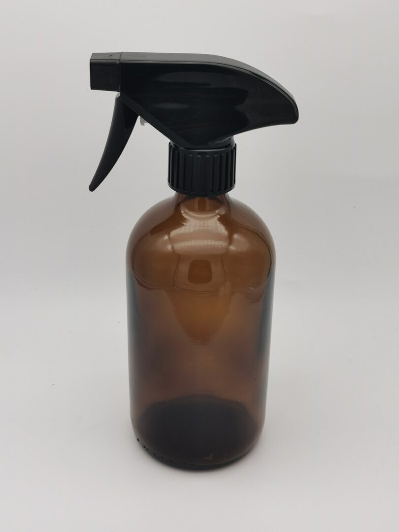 450ml (16oz) AMBER GLASS Black Trigger Spray Bottle - SINGLE BUY
