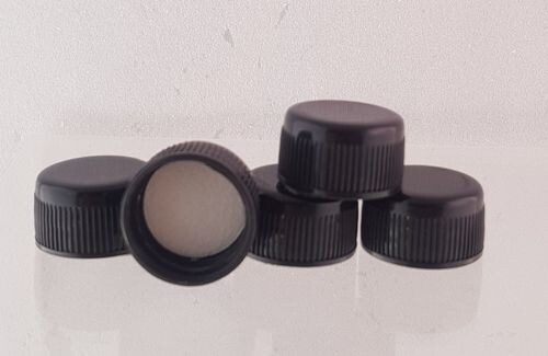 18mm Black Wadded Screw Caps (For Boston Bottles 18/410 ) - BULK Pack 100pcs