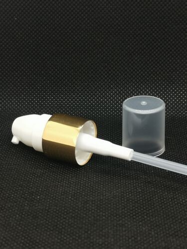 18mm Gold and White Serum Pump with Clear Overcap - Bulk Pack 25