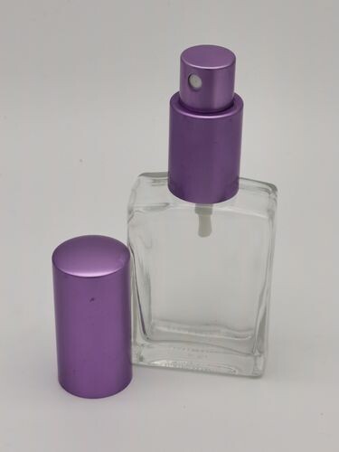 30mL Rectangular Clear Glass with Violet Atomiser and Overcap - BULK 10 Pcs
