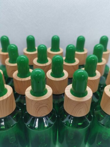 30mL PET(Plastic) Green Bottle Imitation Timber Cap ,Green Teat + dropper- 20 Pcs (Pre-Assembled)