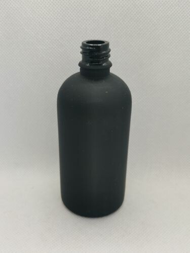 100ml SOLID MATT BLACK Boston 18mm Neck Glass Bottle Only - BULK Pack of 20 Bottles