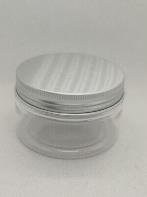 100mL Clear PET (Plastic) Balm Cream Pots with Silver Metal Screw Cap - Bulk Pack of 25