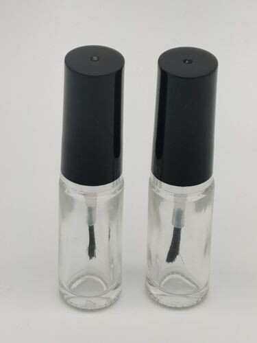 5mL Clear Conical Glass Nail Polish with Black Overcap and Brush - BULK Pack 10 Pcs