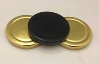 70mm BLACK with Button Metal Jar Lids - BULK PACK of 100