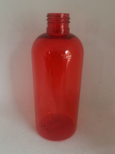 250mL Squat Transparent RED AMBER PET1(Plastic) 24mm Neck Bottles
