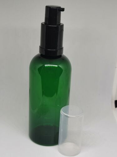 250mL GREEN Plastic(PET) Boston Bottle with Black Foamer with Clear Overcap - BULK 10 Pcs