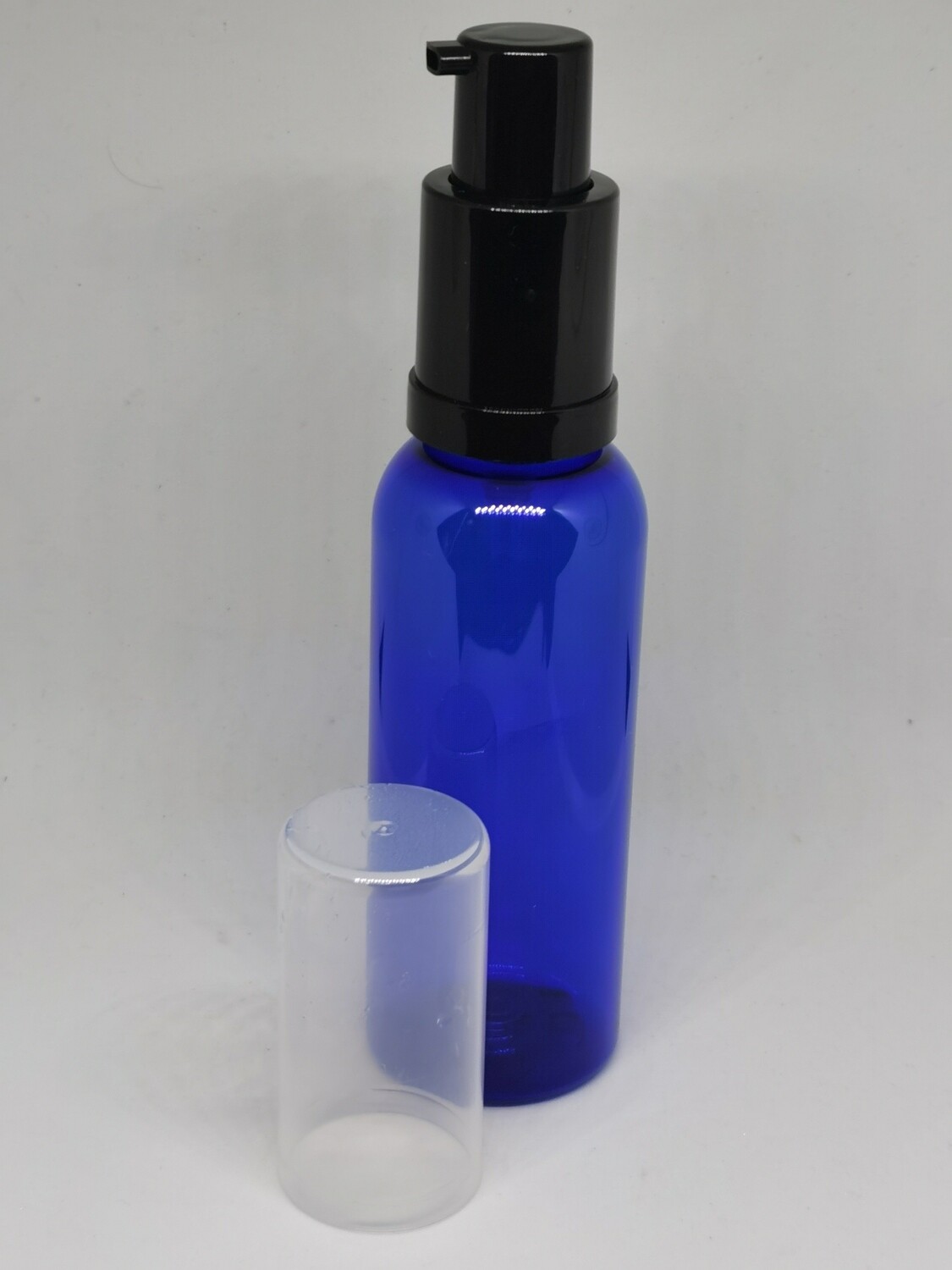 125mL COBALT BLUE Plastic(PET) Boston Bottle with Black Foamer with Clear Overcap - BULK 10 Pcs